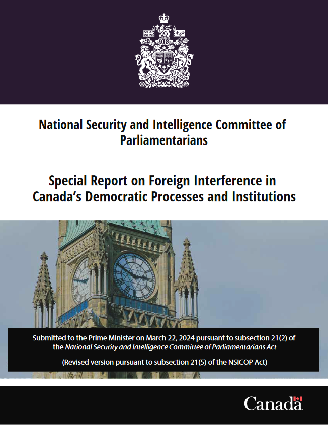 Special Report on Foreign Interference in Canada’s Democratic Processes and Institutions